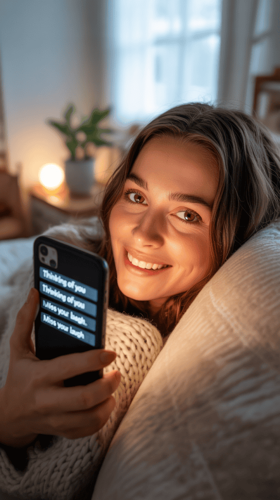 Happy woman receiving affectionate messages — Dating Tips for Women