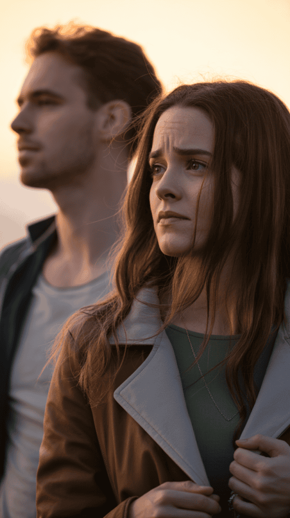 Couple emotionally distant at sunset — why men pull away